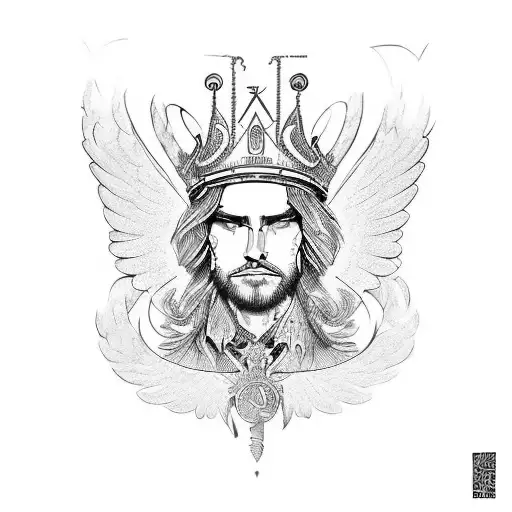 winged crown tattoo design idea