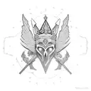 winged crown tattoo design idea