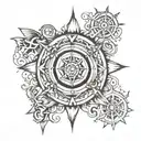 scuba diving with compass rose tattoo design idea