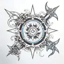scuba diving with compass rose tattoo design idea
