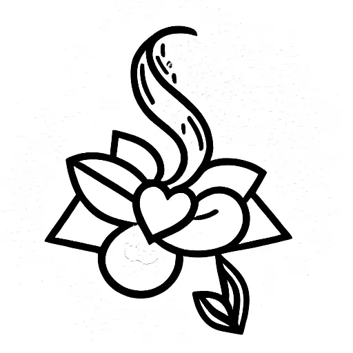 the following initials A.M.P.M with a heart, a smile and a flower tattoo design idea