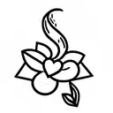 the following initials A.M.P.M with a heart, a smile and a flower tattoo design idea