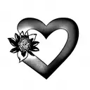 the following initials A.M.P.M with a heart, a smile and a flower tattoo design idea