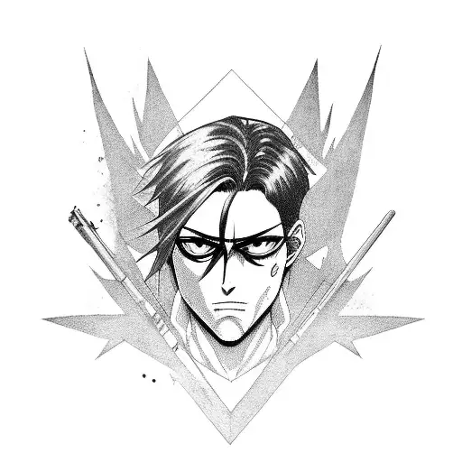  levi ackerman no ar com 2 espadas  tattoo design idea