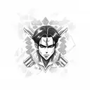  levi ackerman no ar com 2 espadas  tattoo design idea