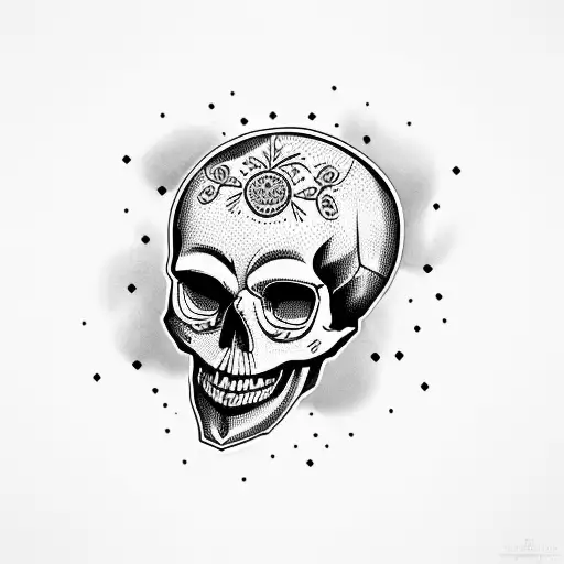 Лев Skull and Heart old school  tattoo design idea
