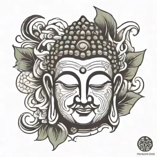 buddha face tattoo design idea