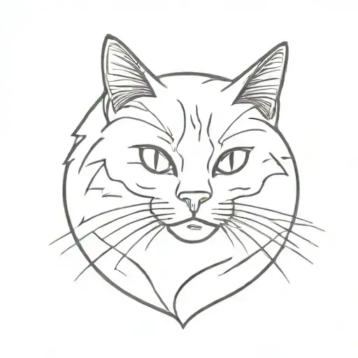 aggressive black cat head punk  tattoo design idea