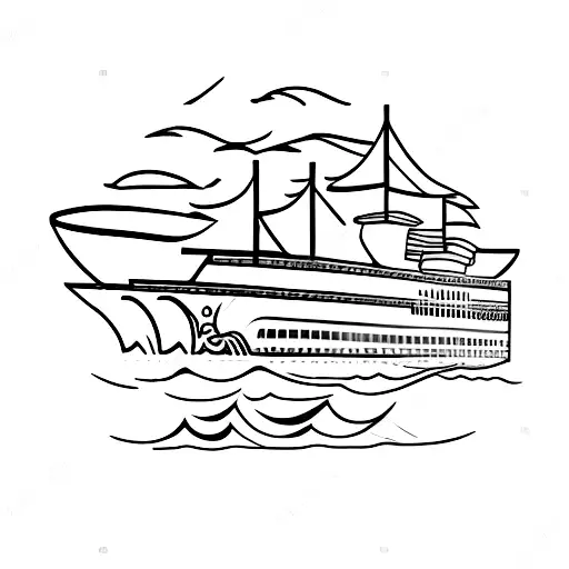 A cruise ship sailing through the Justice scales tattoo design idea
