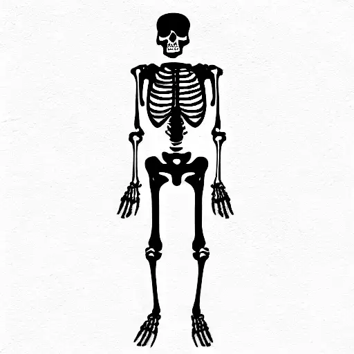 full body skeleton standing tattoo design idea