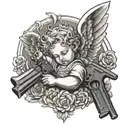 cherub angel with a gun tattoo design idea