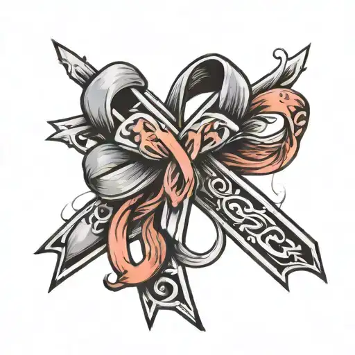 Cancer Ribbon, cross tattoo design idea