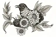 2 black sheep, sunflower, humming bird, bee tattoo design idea