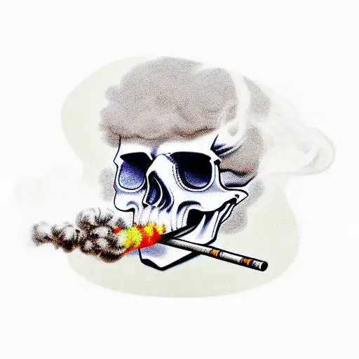 Cowboy skull smoking cigarette  tattoo design idea