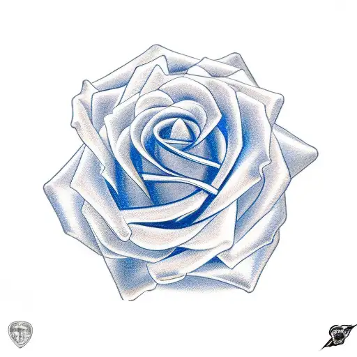 Rosa azul com cruz  tattoo design idea