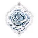 Rosa azul com cruz  tattoo design idea