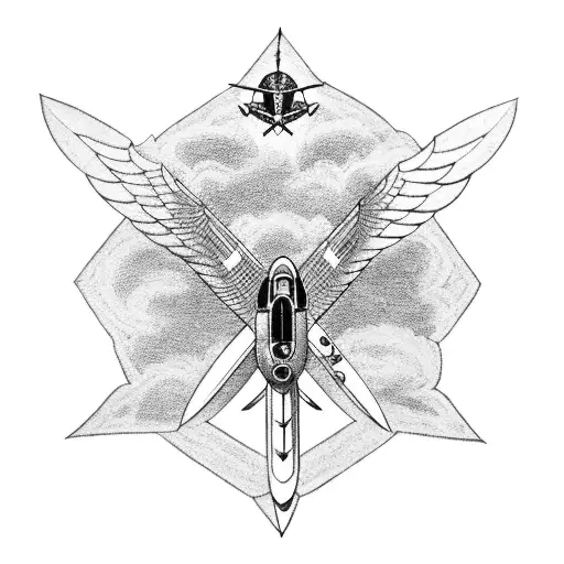 A blackwork tattoo of a Supermarine Spitfire flying over the United Kingdom tattoo design idea