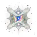 universe contained within a rectangle with some stars and galaxies escaping the boundary  tattoo design idea