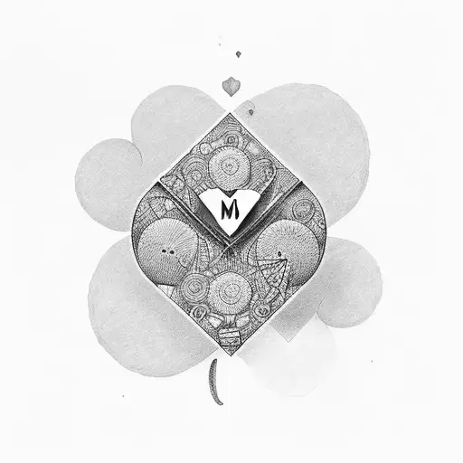 letter m with a heart  tattoo design idea