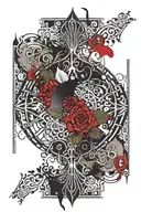 A mandala with dark Gothic elements and intricate line work. The design features deep shadows and ornate details. tattoo design idea
