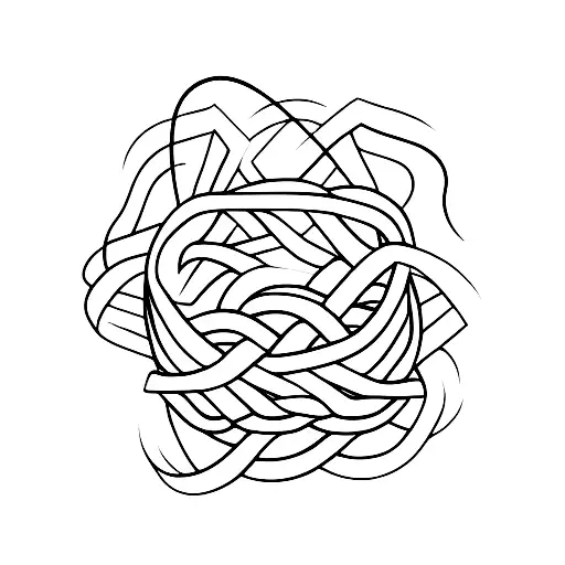 A minimalist tattoo of a basket woven with kite surf ropes tattoo design idea