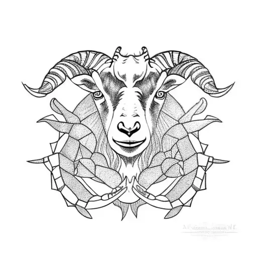 goat stepping on crab tattoo design idea