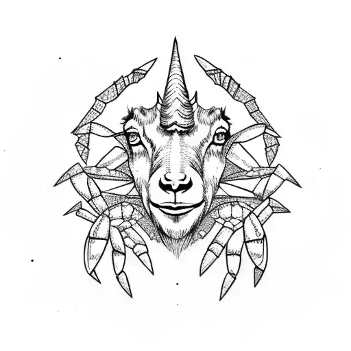 goat stepping on crab tattoo design idea