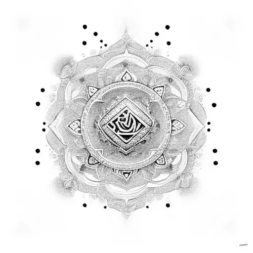 An intricate mandala design incorporating shisha pipes and Egyptian hieroglyphics tattoo design idea