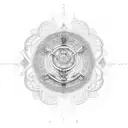 An intricate mandala design incorporating shisha pipes and Egyptian hieroglyphics tattoo design idea