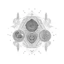 An intricate mandala design incorporating shisha pipes and Egyptian hieroglyphics tattoo design idea