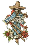 words walk with jesus with an american and confederate flag crossing  tattoo design idea