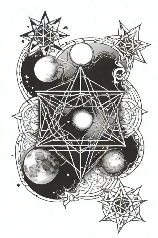 celestial lunar merkaba sacred geometry tattoo design idea