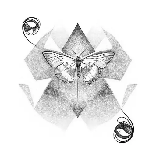 Create a realistic tattoo of a chill music playlist with the number 8 and a red butterfly as the cover art tattoo design idea