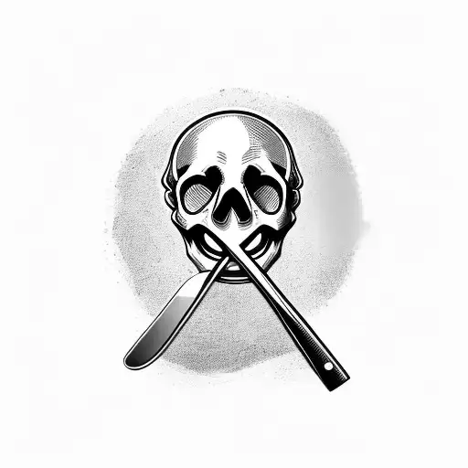 skull with beret spoon and spatula tattoo design idea