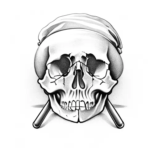 skull with beret spoon and spatula tattoo design idea