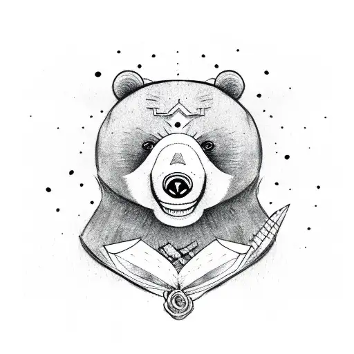 Halloween bear cartoon  tattoo design idea