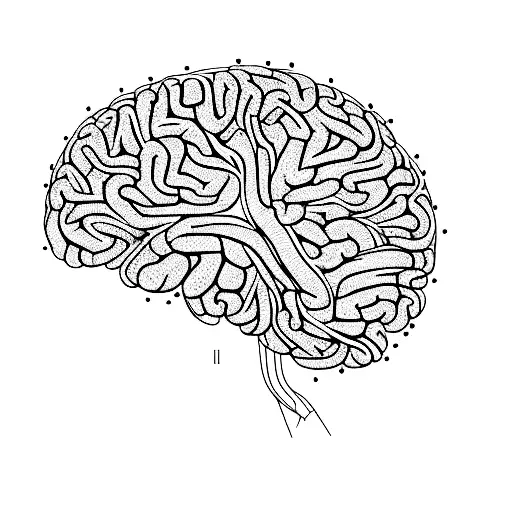 neural network with human brain tattoo design idea