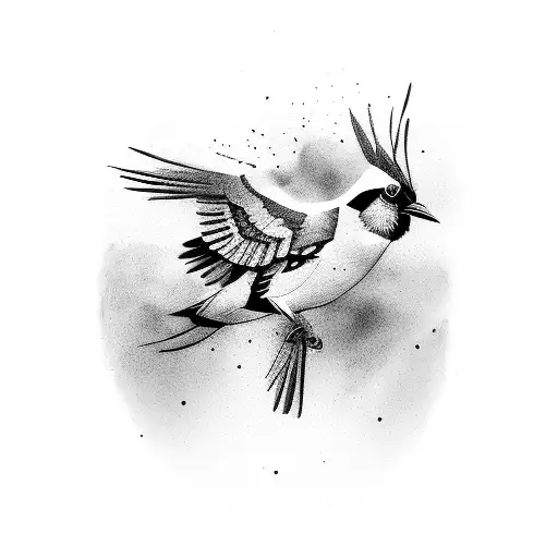 two magpies rough sketch black mirror  tattoo design idea