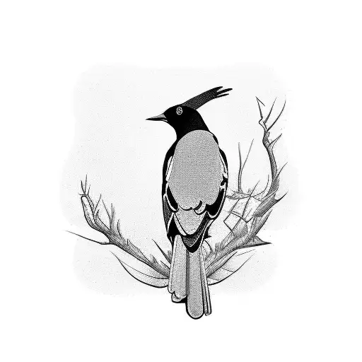 two magpies rough sketch black mirror  tattoo design idea