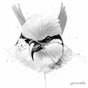 two magpies rough sketch black mirror  tattoo design idea