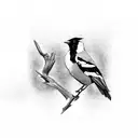 two magpies rough sketch black mirror  tattoo design idea