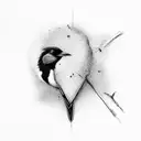 two magpies rough sketch black mirror  tattoo design idea