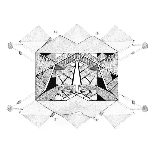 truss bridge with letter J and P infused tattoo design idea