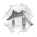 truss bridge with letter J and P infused tattoo design idea