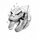 t-rex skull tattoo design idea