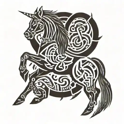 Sketch "Sleipnir (Odin's Eight-Legged Horse) Surrounded By Nordic Runes" Tattoo Design Idea Created by Anonymous on 5/16 tattoo design idea