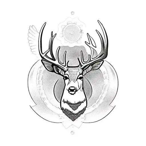 A heavy equipment operator operating machinery with a buck as a passenger tattoo design idea