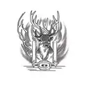 A heavy equipment operator operating machinery with a buck as a passenger tattoo design idea