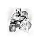 hulk ripping Deadpoolk in half tattoo design idea