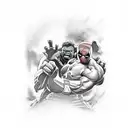 hulk ripping Deadpoolk in half tattoo design idea